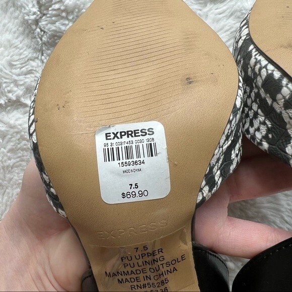 Express Snake Slingback Heels Black White 7.5 - Picture 4 of 9